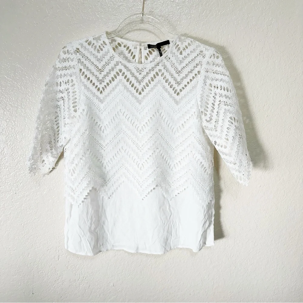 Maje Elegant White Lace Top size 2 M - Picture 8 of 10